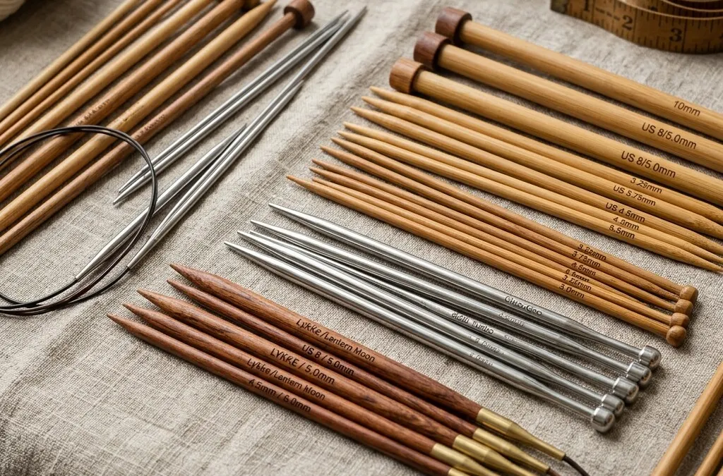 Collection of beautiful bamboo and metal knitting needles