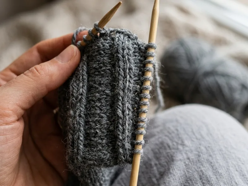 Photo showing picked up stitches along the heel flap edge
