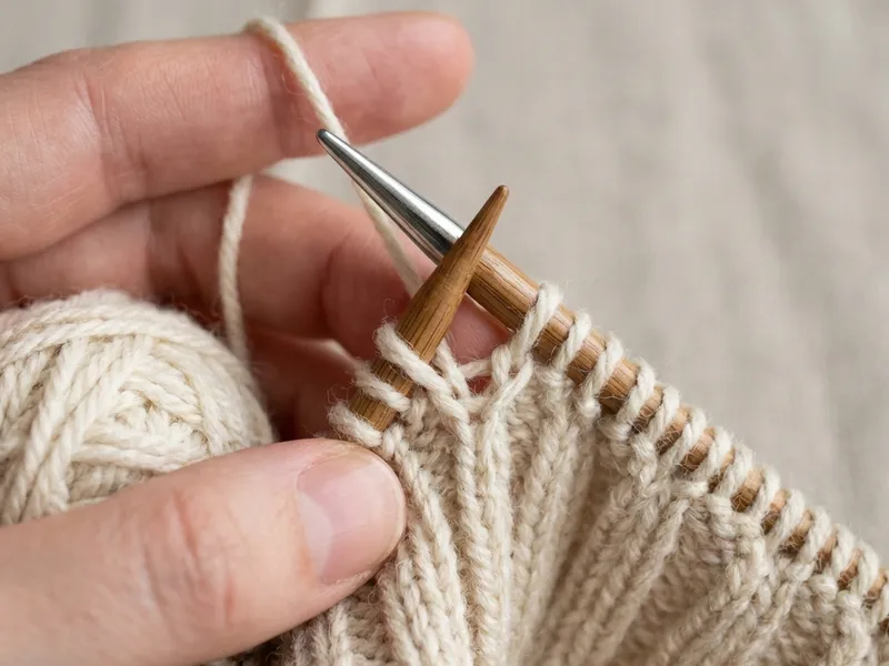 Illustration of a finished Italian bind-off on ribbing – elastic and invisible edge