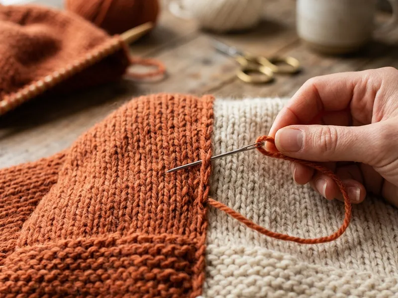 Close-up of seaming and assembly