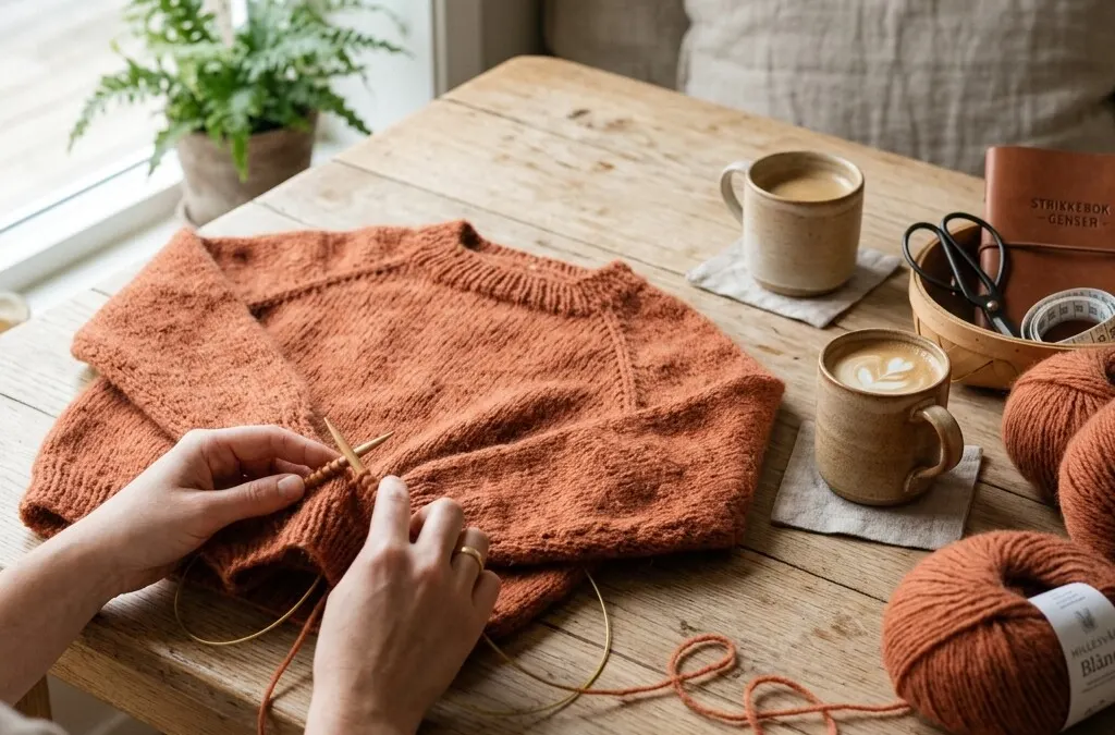 A beautiful knitted sweater in progress
